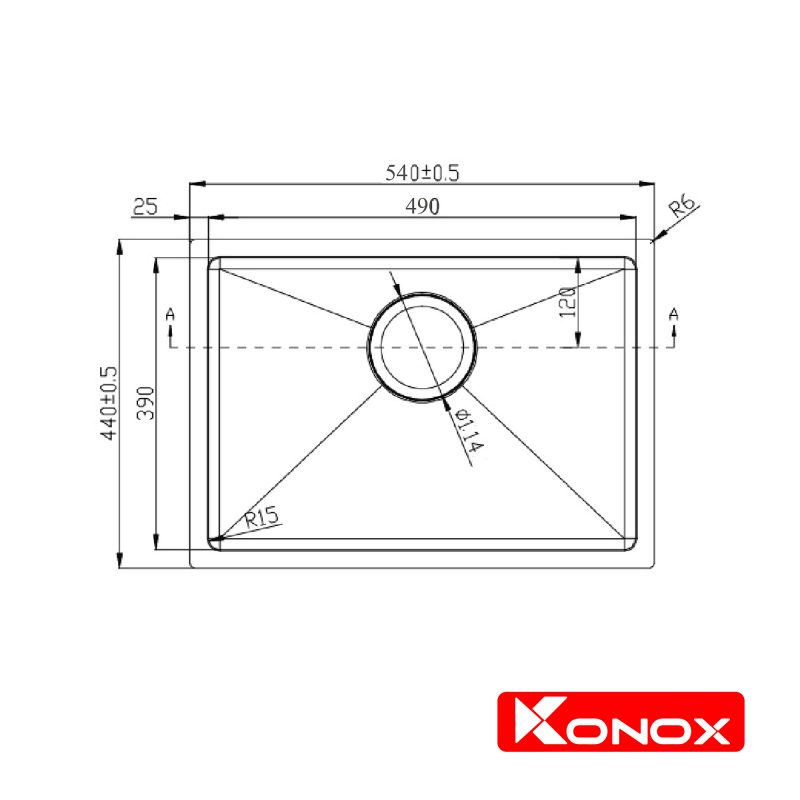 Kích thước chậu rửa bát Konox KN5444SU