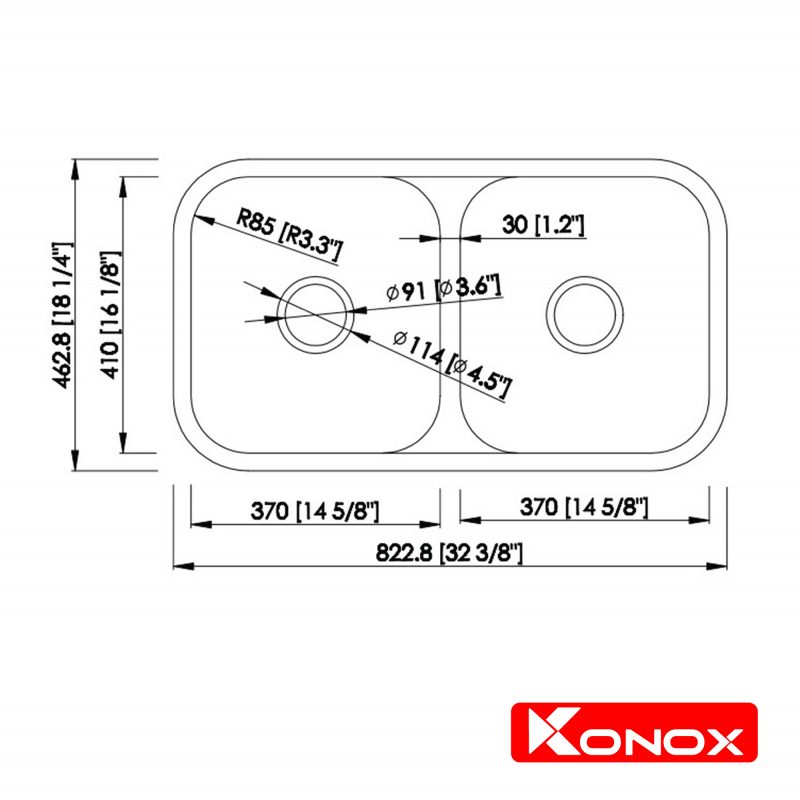 Kích thước chậu rửa bát Konox 8246DUA