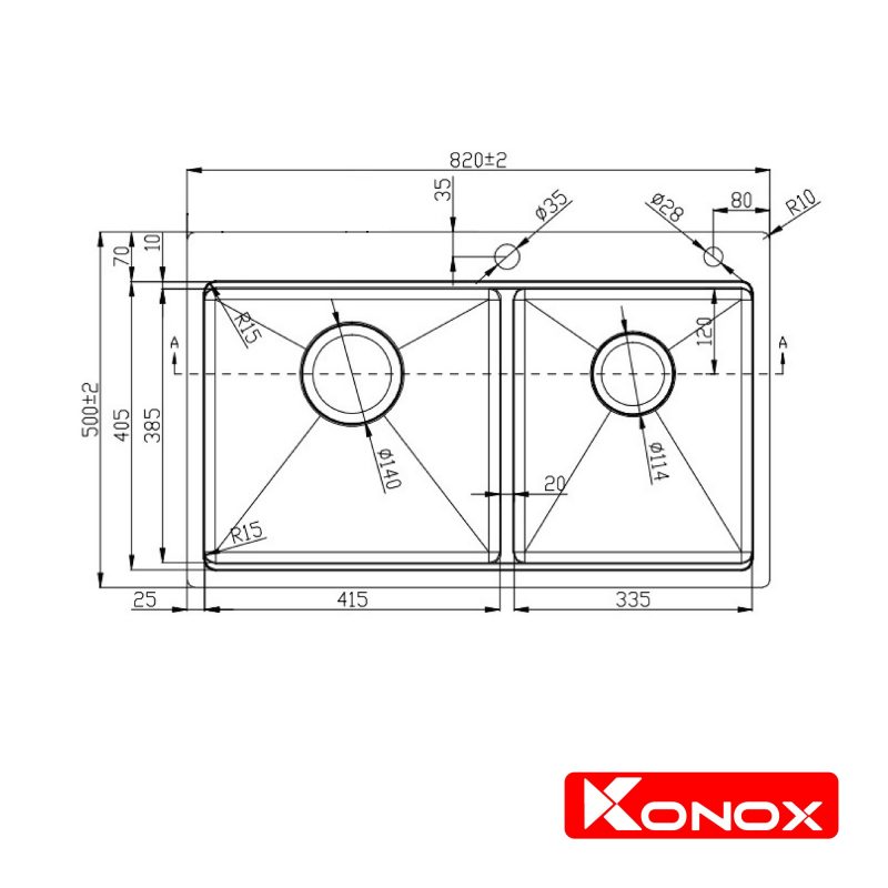 Chậu rửa bát Konox KN8250TD