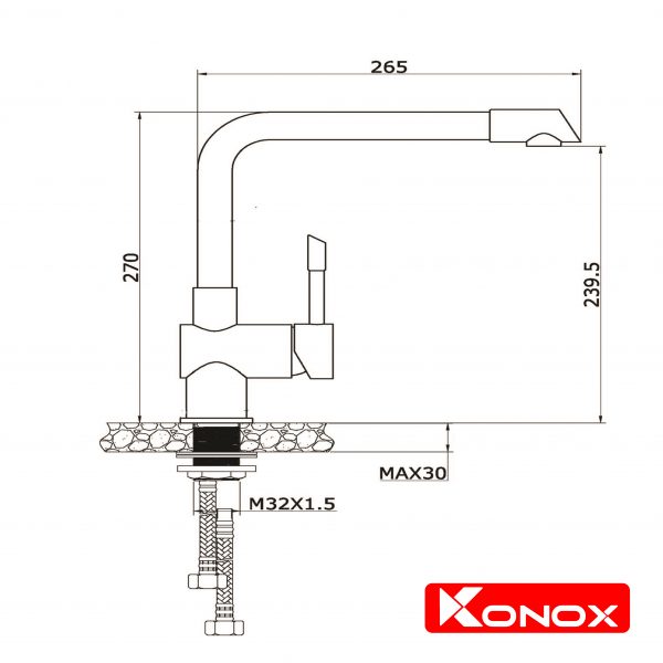 Kích thước vòi rửa bát Konox KN1205