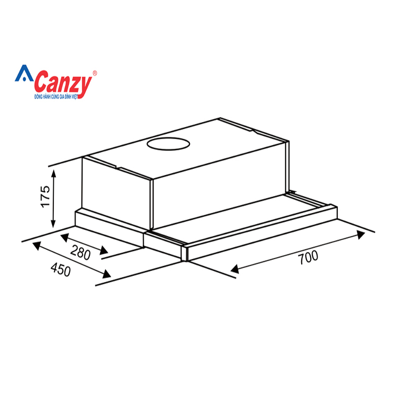 Kích thước hút mùi Canzy CZ 7002G